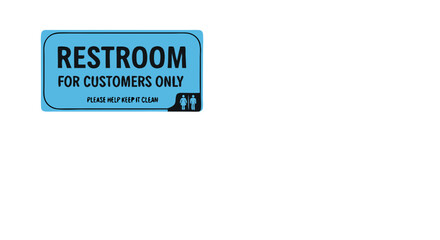 Restroom Sign for Customers Only in Blue and White Restroom Sign with Rounded Corners and Symbols Vector Style Art isolated on transparent background