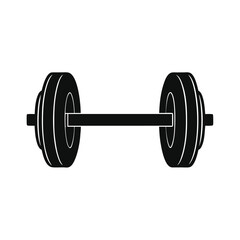 Barbell weight lifting black and white icon