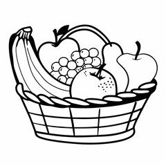 Hand-Drawn Fruit Basket Vector