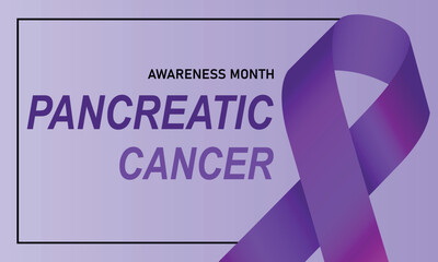 Pancreatic Cancer Awareness Month. Realistic Purple Ribbon. Raising awareness of Pancreatic Cancer campaign. Vector Illustration EPS10
