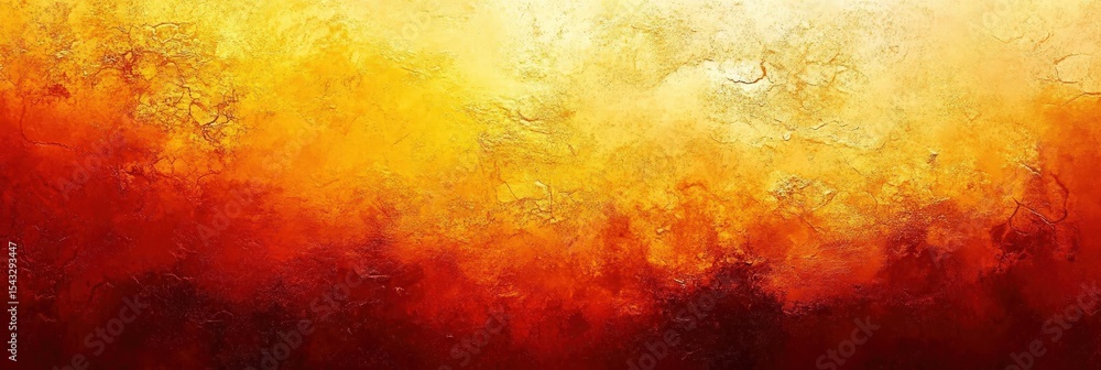 Poster abstract textured painting with warm gradient colors transitioning from deep red and orange to brigh