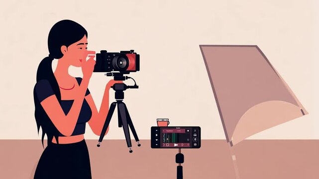 Photographer recording product video with minimalist setup
