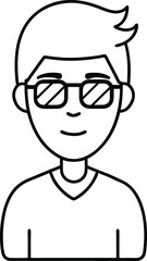 Stylish Sunglasses Avatar Outline Design.