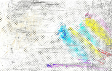 Obraz premium Colorful aged newspaper halftone abstract dotted background and texture 