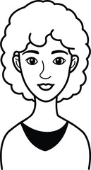 Woman Avatar with Curly Short Hair.