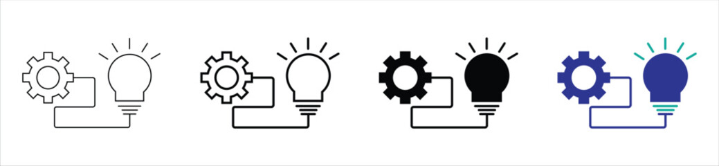 Creative Process Icon Set – Innovation, Idea Development, and Design Thinking