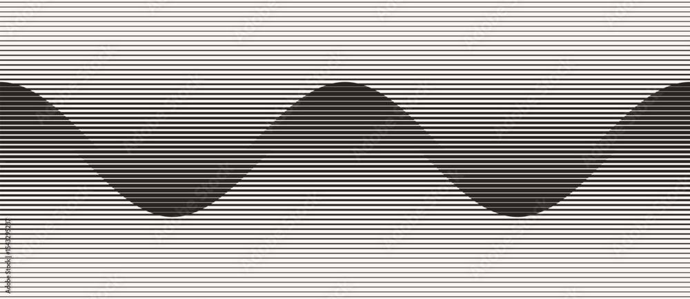 Poster Abstract art geometric background with lines. Optical illusion with waves and transition.