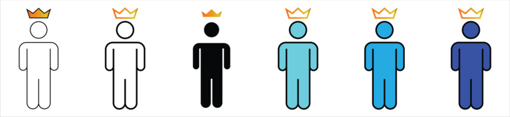 Crowned Person Icon – Leadership, VIP Status, and Authority Symbol