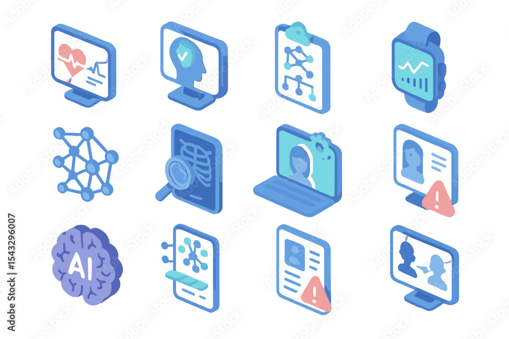 Aufkleber futuristic technology interface with healthcare and networking icons