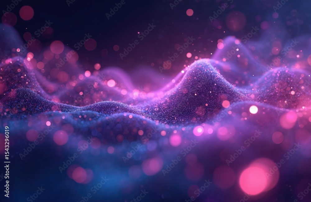 Poster abstract art of purple, blue glowing lights in dynamic pattern. mesmerizing visual experience light 