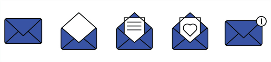 Envelope Icon Set – Mail, Message, Notification, and Letter Symbols