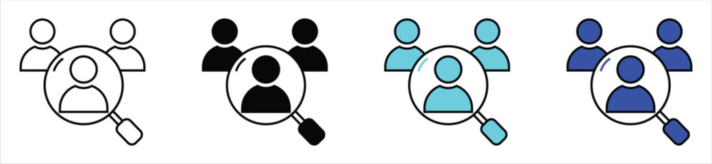 Recruitment and Candidate Search Icons – Human Resource and Job Hiring Symbols