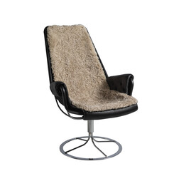 Fur Office Arm Chair On PNG Transparent Background .Cut-Out Clipping Path With Adobe Photoshop Pen...
