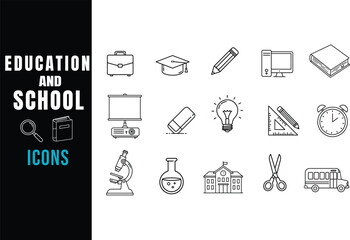 Collection of Education and School Related Line Icons