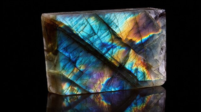 Sparkling Labradorite Gemstone Specimen Close up Macro  Studio Shot