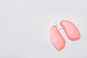 Paper lungs on grey background