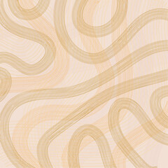 Abstract Wavy Line Pattern in Soft Beige and Golden Colors