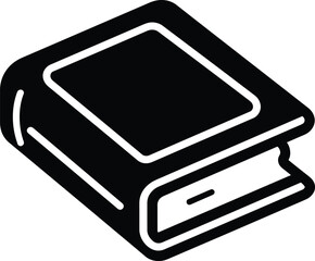 Isometric Illustration of a Black Book with White Outline on White Background