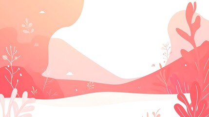 Delicate pink landscape with abstract foliage.