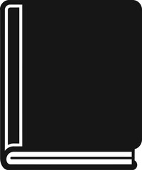 Silhouette Illustration of a Closed Black Hardcover Book Standing Upright With Visible Spine and Pages