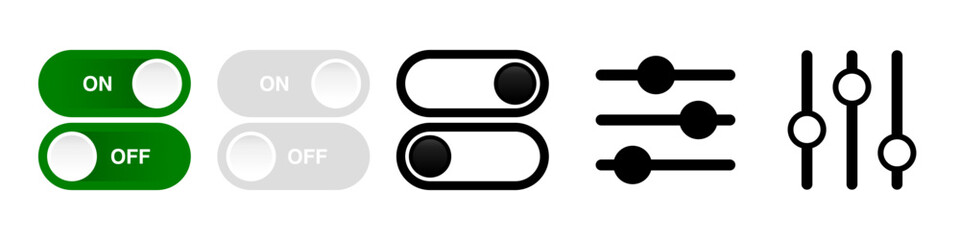 Active and Inactive Vector Icon Pack and Slider isolated without background