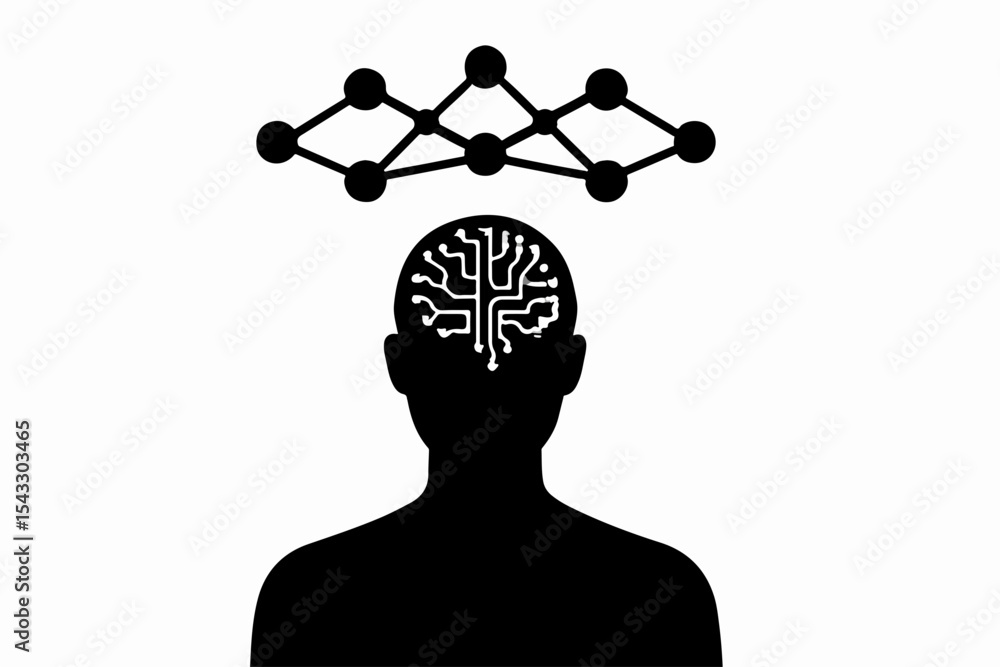Aufkleber artificial intelligence and human connection a conceptual illustration of neural networks and the in