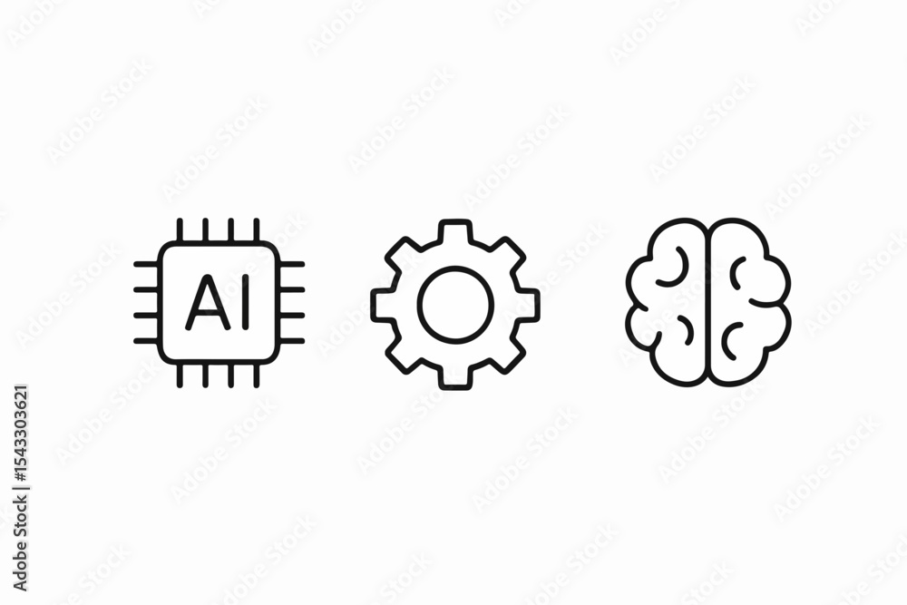 Poster conceptual representation of artificial intelligence and machine learning a trio of icons showcasing