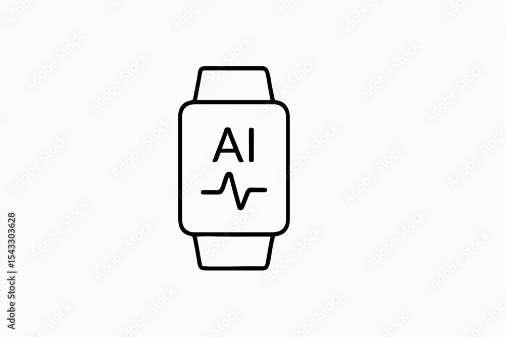 Poster smartwatch with ai and heart rate monitoring icon a modern and minimalist representation of artifici