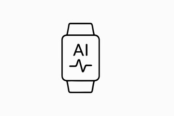 Smartwatch with AI and Heart Rate Monitoring Icon A Modern and Minimalist Representation of Artificial Intelligence in Wearable Health Technology with a Clean and Simple