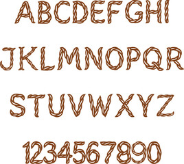 Twisted Coastal Rope typography font lettering ABC cartoon vector text