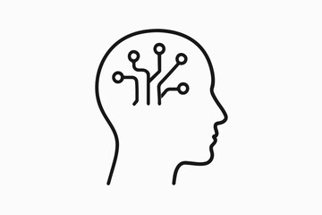 Artificial Intelligence Concept Human Head Outline with Circuit Board Design Inside Representing AI Machine Learning and Technological Advancement on a White Background minimalist