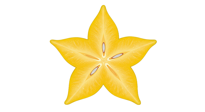 Close-up of a sliced star fruit showing the inner structure on black background