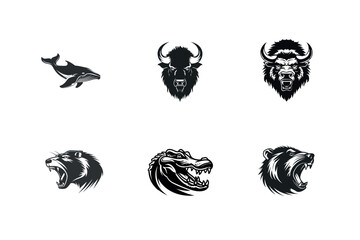 Obraz premium Six wild animal head silhouettes