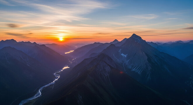 sunrise over the mountains - Powered by Adobe