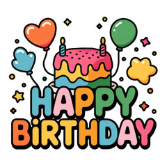 happy birthday greeting card with balloons