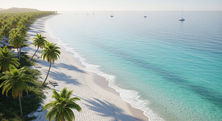 tropical beach and palm trees