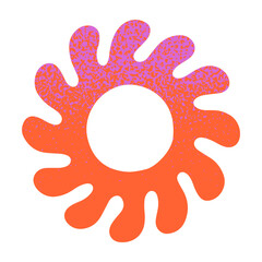 Summer bright sun emblem.Hand drawn graphic element in naive simple style for banners,smm,branding,packaging,covers,prints.Retro summer symbol