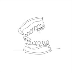 Continuous Line Drawing of Human Jaw and Teeth