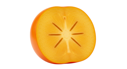 Close-up of a sliced persimmon fruit showing its interior structure detail