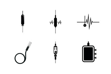 Medical equipment icons silhouette set
