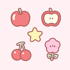 Cute Outlined Kawaii Doodle Element