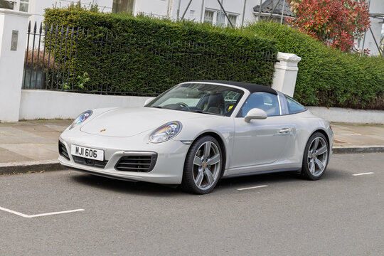 London, England-April 20, 2025: 2014 Porsche 911 (991) Targa 4