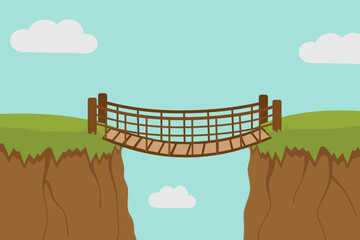 Conceptual Illustration of Suspension Bridge Above the Clouds for Mental Health and Mindfulness Journey
