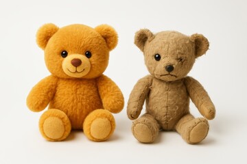 Obraz premium New fluffy teddy bear versus old worn toy