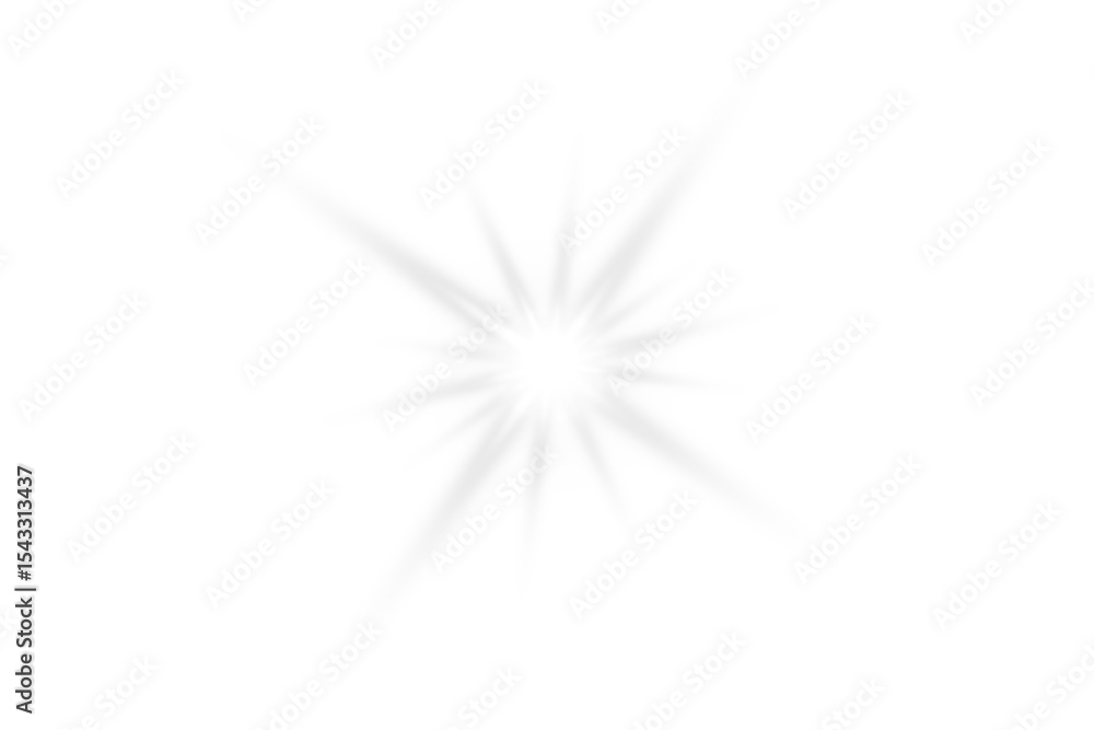 Wall mural white sparkle light effect isolated on transparent background. glowing silver white light. shining s