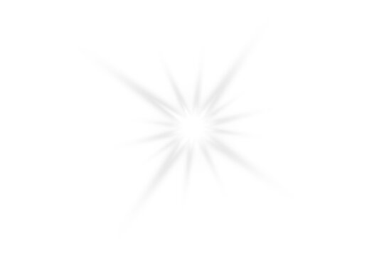 White sparkle light effect isolated on transparent background. Glowing silver white light. Shining star, light spark with rays. Light sparkle bling effect. Light png isolated on transparent