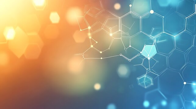 Abstract design of interconnected hexagons and glowing points.