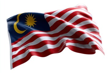 Obraz premium A wavy Malaysian flag fills the frame against a white background