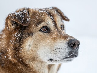 Portrait of rugged Alaskan Malamute pack in snowy wilderness