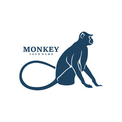 Obraz premium Monkey logo design vector. Silhouette Monkey Template Illustration. Icon Symbol